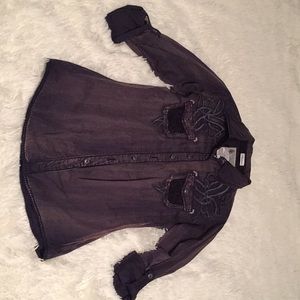 Roar XS blue and red ombré western shirt